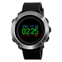 SKmei®  Unisex Jewelry Watch, Silicone, with Stainless Steel, plated, 3d pedometer & calorie & 30M waterproof & with compass & adjustable & LED, 46x46x14mm, 22mm, Length:Approx 10 Inch, Sold By PC