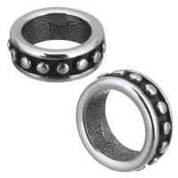 Edelstahl-Perlen mit großem Loch, Edelstahl, Kreisring, Schwärzen, 8x3x8mm, Bohrung:ca. 5.5mm, 10PCs/Menge, verkauft von Menge