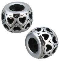Stainless Steel Large Hole Beads, Drum, blacken, 12x9x12mm, Hole:Approx 5.5mm, 10PCs/Lot, Sold By Lot