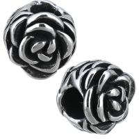 Stainless Steel Large Hole Beads, Flower, blacken, 13.50x13x12mm, Hole:Approx 5.5mm, 10PCs/Lot, Sold By Lot