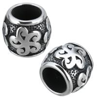 Stainless Steel Large Hole Beads, Drum, blacken, 13x11.50x13mm, Hole:Approx 8mm, 10PCs/Lot, Sold By Lot