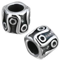 Stainless Steel European Beads, Column, without troll & blacken, 9x8x9mm, Hole:Approx 5mm, 10PCs/Lot, Sold By Lot