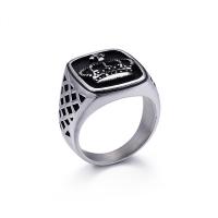 Titanium Staal Finger Ring, verschillende grootte voor keus & voor de mens & zwart maken, 4mm, Verkocht door PC