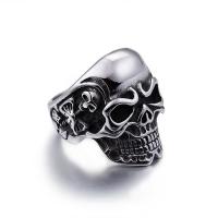 Titanium Steel Finger Ring Skull & for man & blacken 8mm Sold By PC