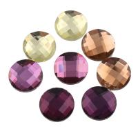 Glass Cabochons, Flat Round, flat back & faceted, more colors for choice, 14x3mm, 340PCs/Bag, Sold By Bag