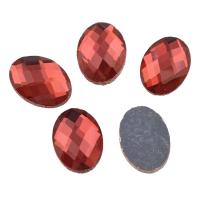 Glass Cabochons, Flat Oval, flat back & faceted, wine red color, 13x18x5mm, 220PCs/Bag, Sold By Bag