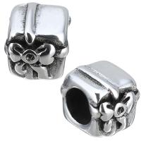 Stainless Steel Large Hole Beads, gift shape, blacken, 9x9x10mm, Hole:Approx 5.5mm, 10PCs/Lot, Sold By Lot