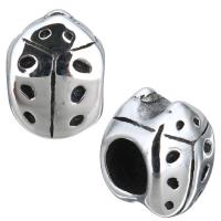 Stainless Steel European Beads, Ladybug, without troll & blacken, 8x10.50x8mm, Hole:Approx 5mm, 10PCs/Lot, Sold By Lot