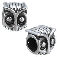 Stainless Steel European Beads, Owl, without troll & blacken, 9x11x9mm, Hole:Approx 5mm, 10PCs/Lot, Sold By Lot