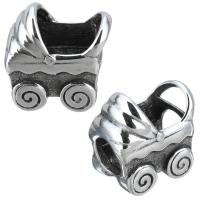 Stainless Steel European Beads, Baby Pram, without troll & blacken, 14x15x9mm, Hole:Approx 5mm, 10PCs/Lot, Sold By Lot