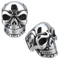 Stainless Steel Large Hole Beads, Skull, blacken, 12x16x14mm, Hole:Approx 8mm, 10PCs/Lot, Sold By Lot