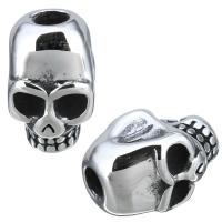 Stainless Steel Beads Setting, Skull, blacken, 10x16x11.50mm, Hole:Approx 3.5mm, Inner Diameter:Approx 3mm, 10PCs/Lot, Sold By Lot