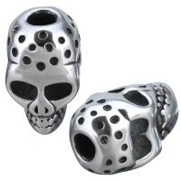 Stainless Steel Large Hole Beads, Skull, blacken, 10x17x11mm, Hole:Approx 3.5mm, 10PCs/Lot, Sold By Lot