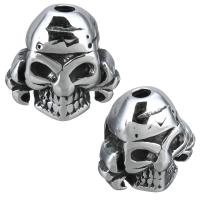 Stainless Steel Beads, Skull, blacken, 12x12x8mm, Hole:Approx 1.5mm, 10PCs/Lot, Sold By Lot