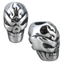 Stainless Steel Large Hole Beads, Skull, blacken, 7x11x9mm, Hole:Approx 3mm, 10PCs/Lot, Sold By Lot