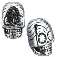 Stainless Steel Beads, Skull, blacken, 8x12x7mm, Hole:Approx 1.5mm, 10PCs/Lot, Sold By Lot