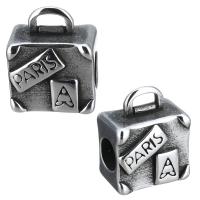 Stainless Steel Bail Beads, Handbag, with letter pattern & blacken, 12x15x8mm, Hole:Approx 5mm, 4x2mm, 10PCs/Lot, Sold By Lot