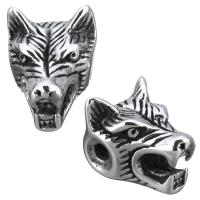 Stainless Steel Beads, Wolf, blacken, 11x14x13mm, Hole:Approx 2mm, 10PCs/Lot, Sold By Lot