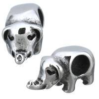 Stainless Steel Large Hole Beads, Elephant, blacken, 7x9x15mm, Hole:Approx 2mm, 10PCs/Lot, Sold By Lot