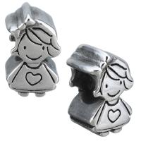 Stainless Steel European Beads, Girl, without troll & blacken, 8x13x7mm, Hole:Approx 5mm, 10PCs/Lot, Sold By Lot