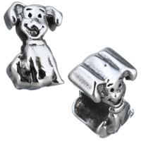 Edelstahl European Perlen, Hund, ohne troll & Schwärzen, 8x12x7.50mm, Bohrung:ca. 5mm, 10PCs/Menge, verkauft von Menge