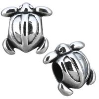 Stainless Steel European Beads, Turtle, without troll & blacken, 14x14.50x9.50mm, Hole:Approx 5mm, 10PCs/Lot, Sold By Lot