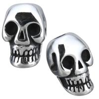 Stainless Steel Beads Setting, Skull, blacken, 8.50x13x6mm, Hole:Approx 5mm, 3.5mm, Inner Diameter:Approx 3mm, 10PCs/Lot, Sold By Lot