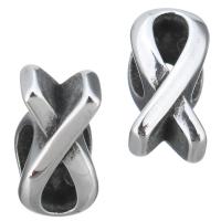 Stainless Steel European Beads, Awareness Ribbon, without troll & blacken, 7x11x9mm, Hole:Approx 5mm, 10PCs/Lot, Sold By Lot