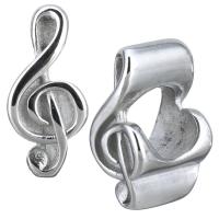 Stainless Steel European Beads, Music Note, without troll, original color, 6x14x8mm, Hole:Approx 5mm, 10PCs/Lot, Sold By Lot