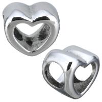 Stainless Steel Large Hole Beads, Heart, original color, 11x10x8mm, Hole:Approx 5.5mm, 10PCs/Lot, Sold By Lot