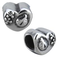 Stainless Steel European Beads, Heart, without troll & blacken, 9.50x9x9mm, Hole:Approx 5mm, 10PCs/Lot, Sold By Lot
