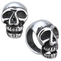 Stainless Steel Large Hole Beads, Skull, blacken, 9x13x13mm, Hole:Approx 8mm, 10PCs/Lot, Sold By Lot