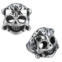 Stainless Steel Large Hole Beads, Skull, blacken, 12x12x13mm, Hole:Approx 8mm, 10PCs/Lot, Sold By Lot