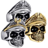 Stainless Steel Finger Ring Titanium Steel Skull plated polished & for man & blacken 30mm Sold By PC