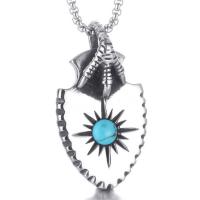 Stainless Steel Pendants Titanium Steel with turquoise polished & blacken Approx 6mm Sold By PC