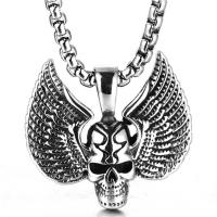Stainless Steel Skull Pendants Titanium Steel polished Halloween Jewelry Gift & blacken Approx 6mm Sold By PC