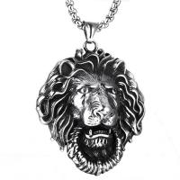 Stainless Steel Animal Pendants, Titanium Steel, Lion, polished, blacken, 47.5x52mm, Hole:Approx 6mm, Sold By PC