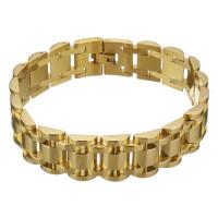 Bijoux bracelet en acier inoxydable, Placage de couleur d'or, pour homme, 17x3.50mm, Vendu par Environ 8.5 pouce brin
