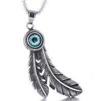 Stainless Steel Pendants, Titanium Steel, with Resin, Feather, polished, blacken, 24x51mm, Hole:Approx 6mm, Sold By PC