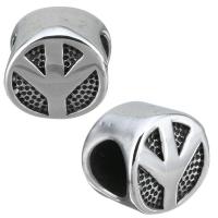Stainless Steel European Beads, Peace Logo, without troll & blacken, 10x10x7.50mm, Hole:Approx 5mm, 10PCs/Lot, Sold By Lot