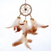 Fashion Dream Catcher, Plastic, with Linen & Feather & Wood, Tassel, 60x300mm, Sold By PC