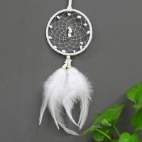 Fashion Dream Catcher Plastic with Natural Gravel & Feather & Nylon Cord & Wood Tassel 350mm Sold By PC