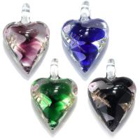 Fashion Lampwork Pendants, Heart, gold foil, more colors for choice, 31x47x17mm, Hole:Approx 7mm, 100PCs/Lot, Sold By Lot