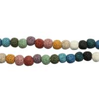 Natürliche Lava Perlen, rund, verschiedene Größen vorhanden, farbenfroh, Bohrung:ca. 2mm, verkauft per ca. 16 ZollInch Strang