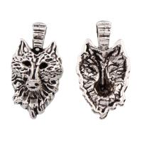 Tibetan Style Animal Pendants, Wolf, antique silver color plated, lead & cadmium free, 18x33x8mm, Hole:Approx 4mm, 10PCs/Bag, Sold By Bag