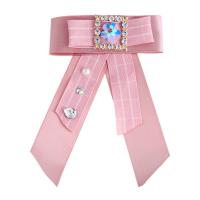 Polyester Brooch with Zinc Alloy plated for woman & with rhinestone nickel lead & cadmium free 37mm Sold By PC