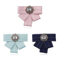 Grosgrain Ribbon Brooch, with Crystal & Glass Pearl & Tibetan Style, plated, for woman & faceted & with rhinestone, more colors for choice, nickel, lead & cadmium free, 130x105mm, 38mm, Sold By PC