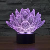 Night Led Light Beside 3D Lamp , ABS Plastic, with Acrylic, Lotus, with USB interface & change color automaticly & different styles for choice, 193x87x143mm, Sold By Set