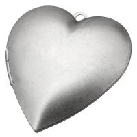 Stainless Steel Locket Pendant, Heart, original color, 40x42x9mm, Hole:Approx 2mm, Inner Diameter:Approx 30x26mm, 10PCs/Lot, Sold By Lot