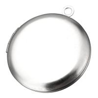 Stainless Steel Locket Pendant, Flat Round, original color, 28x31x6mm, Hole:Approx 2mm, Inner Diameter:Approx 21mm, 10PCs/Lot, Sold By Lot
